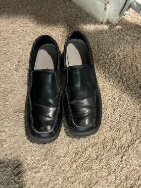 Deer Stags Black Slip-On Leather Loafers for Big Boy 7W